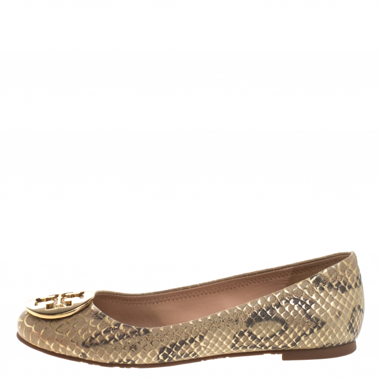 Tory Burch Multicolor Gilded Roccia Embossed Leather Reva Ballet Flats Size  36 Tory Burch | TLC