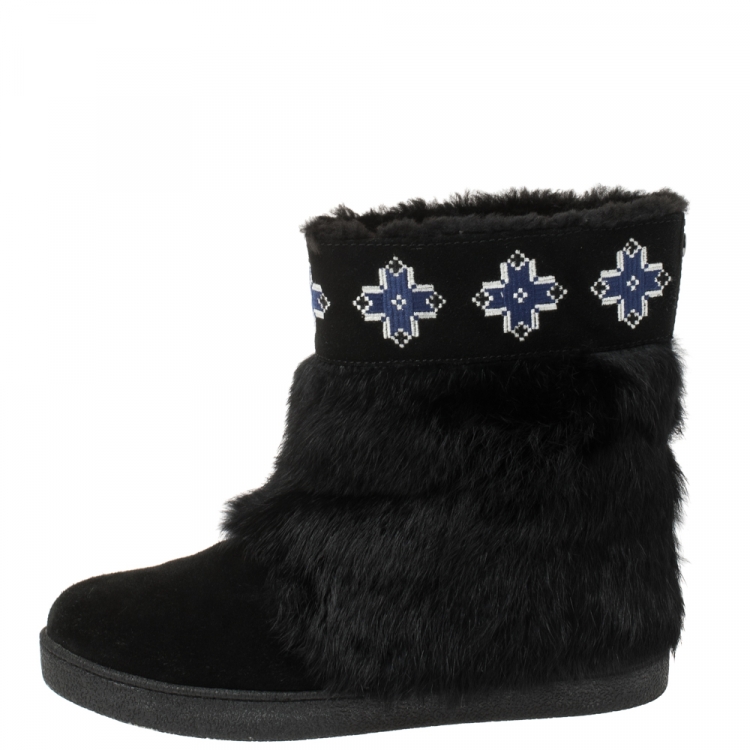 Tory Burch Fur and Suede Boots Size 38 