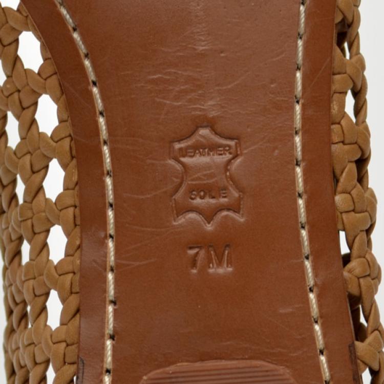 Pre Owned Tory Burch Carlyle Woven Leather Ballerinas Size 38