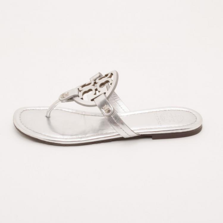 Tory Burch Silver Metallic 'Miller' Sandals Size  Tory Burch | TLC