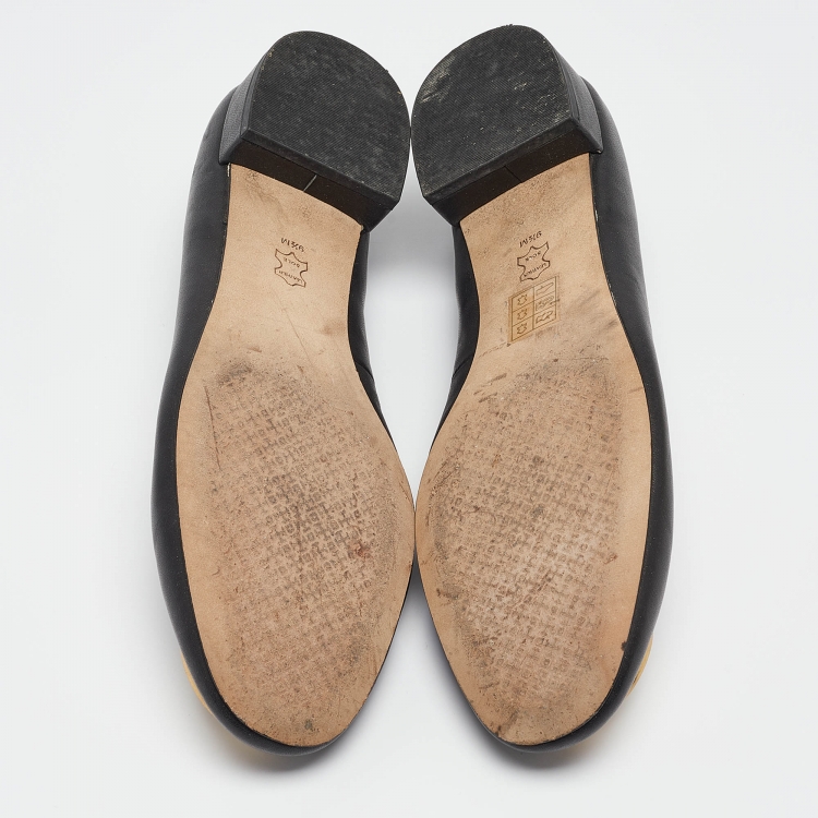 Pre Owned Tory Burch Black Leather Benton Ballet Flats Size 40