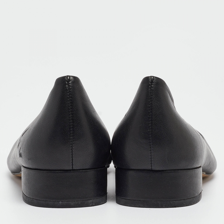 Pre Owned Tory Burch Black Leather Benton Ballet Flats Size 40