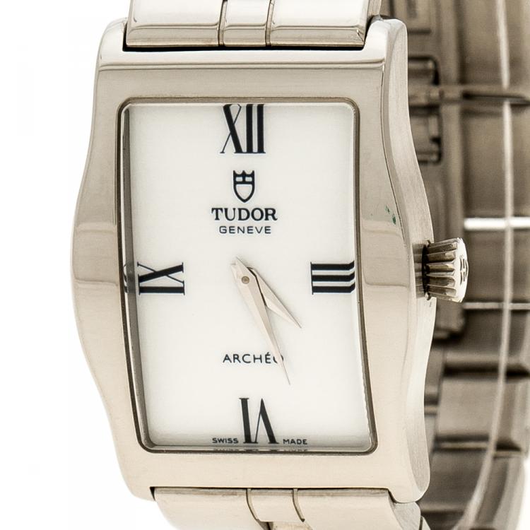 Pre Owned Tudor White Stainless Steel Archeo 30200 Women's Wristwatch 22 mm