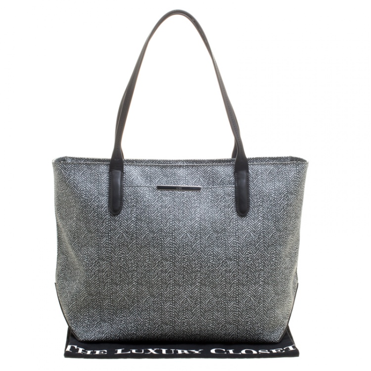 Pre Owned Tumi Grey Canvas Coated and Leather Trim Tote
