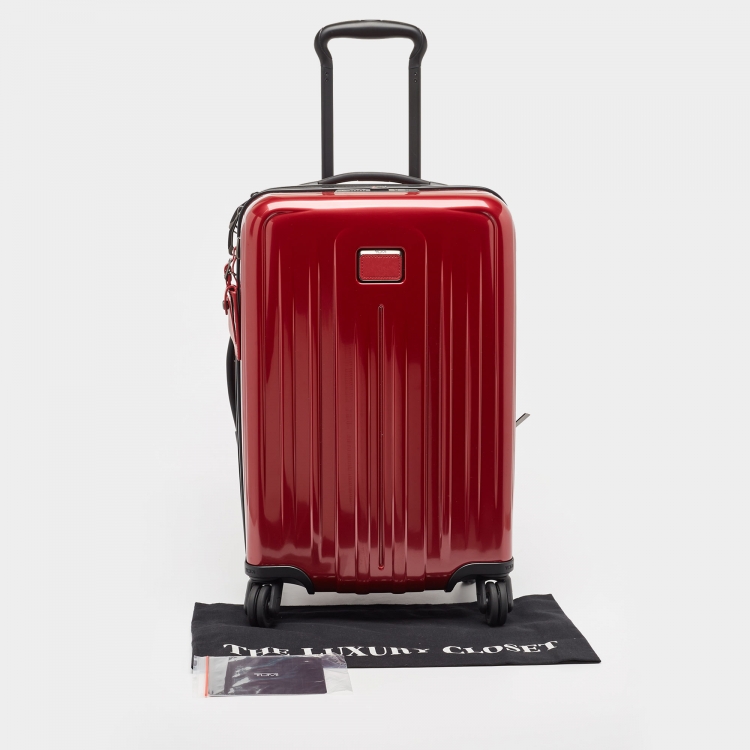 Pre Owned TUMI Red 4 Wheeled V4 International Expandable Carry On Luggage