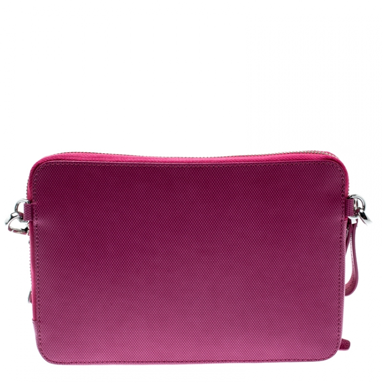 Pre Owned Tumi Pink Leather Slim Zip Crossbody Bag