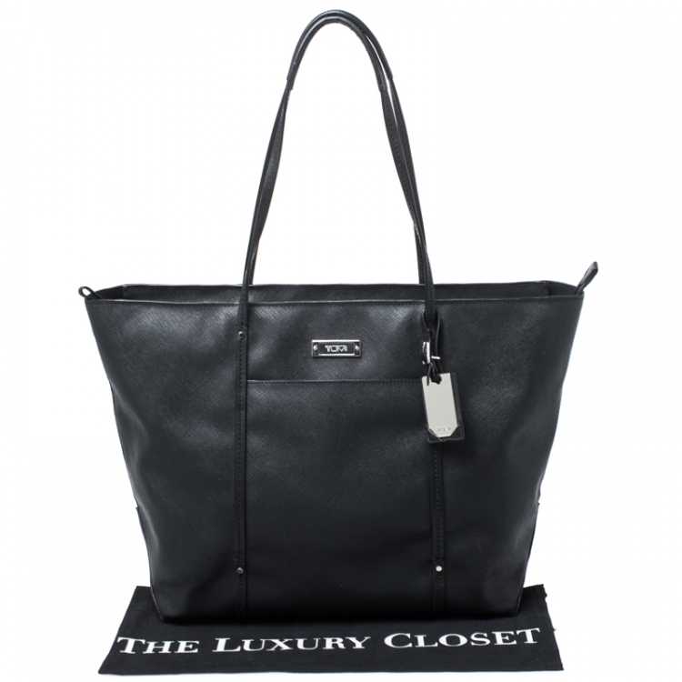 Pre Owned TUMI Black Leather Voyageur Tote