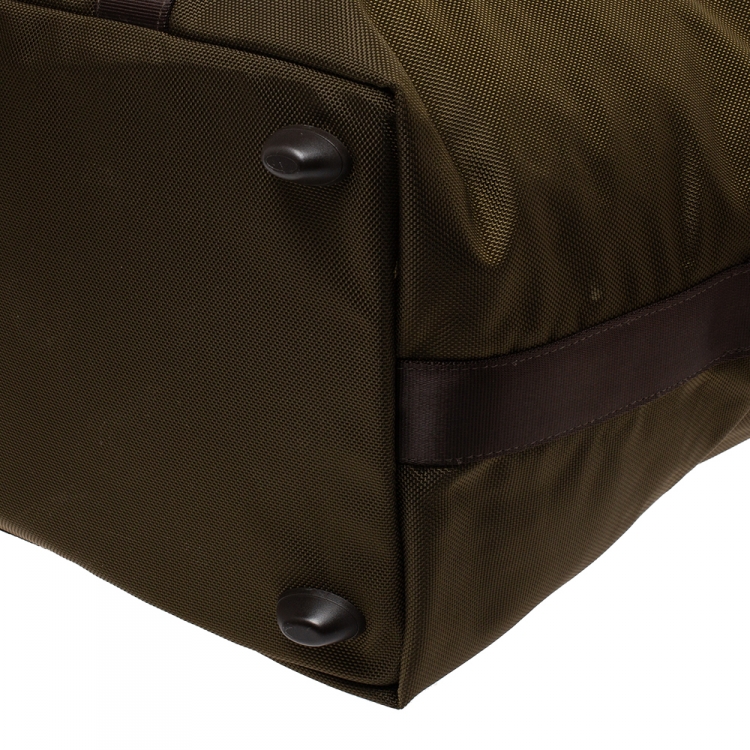 Pre Owned TUMI Khaki Green Nylon Alpha 2 Weekender Duffel Bag