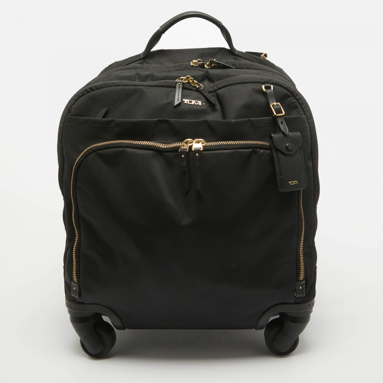 Pre Owned TUMI Black Nylon 4 Wheeled Voyageur Oslo Compact Carry On Luggage