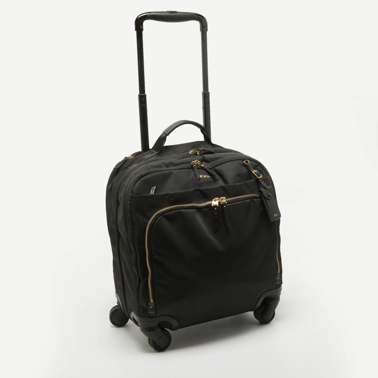 Pre Owned TUMI Black Nylon 4 Wheeled Voyageur Oslo Compact Carry On Luggage