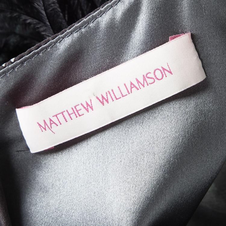 Pre Owned Matthew Williamson AW'11 Multicolor Printed Feather Detail Sleeveless Silk Dress M