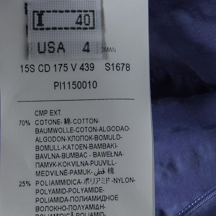 Pre Owned Cavalli Class Blue Seersucker Cotton Lace Insert Belted Sleeveless Dress S 