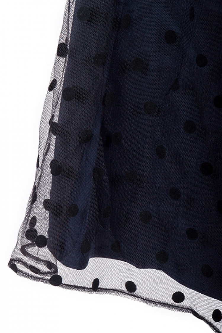 Pre Owned Alice by Temperley Navy Blue and Black Polka Dot Sheer Mesh Overlay Celia Dress S