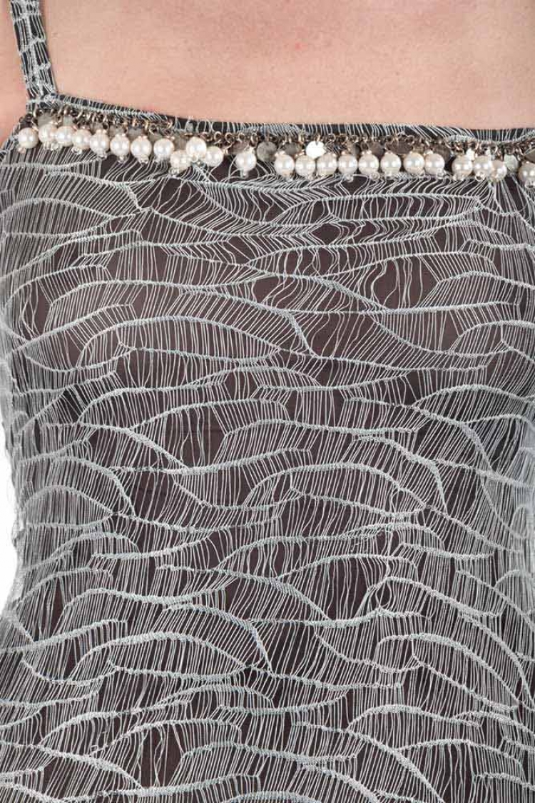 Pre Owned Chanel Black Metallic Lurex Knit Embellished Camisole M