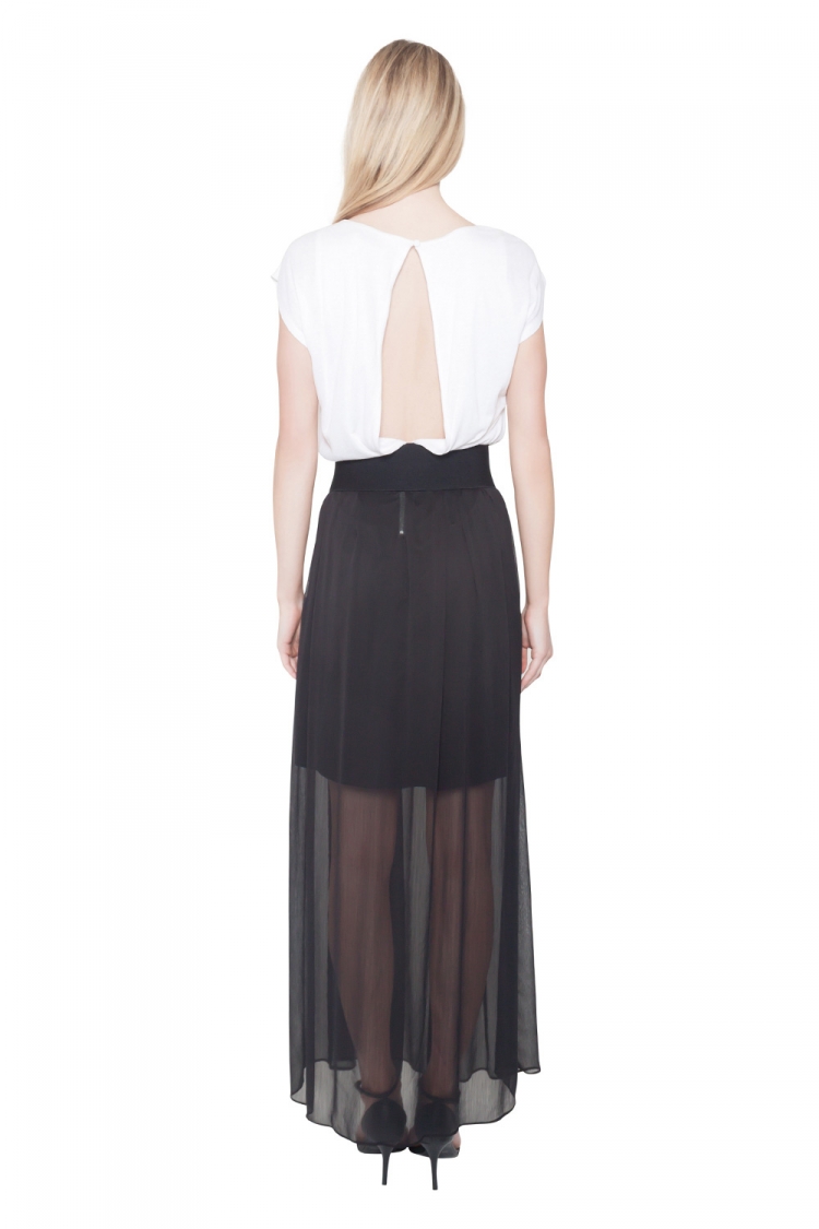 Pre Owned Alice + Olivia Bicolor Plisse Skirt Cut Out Back Detail Maxi Dress S