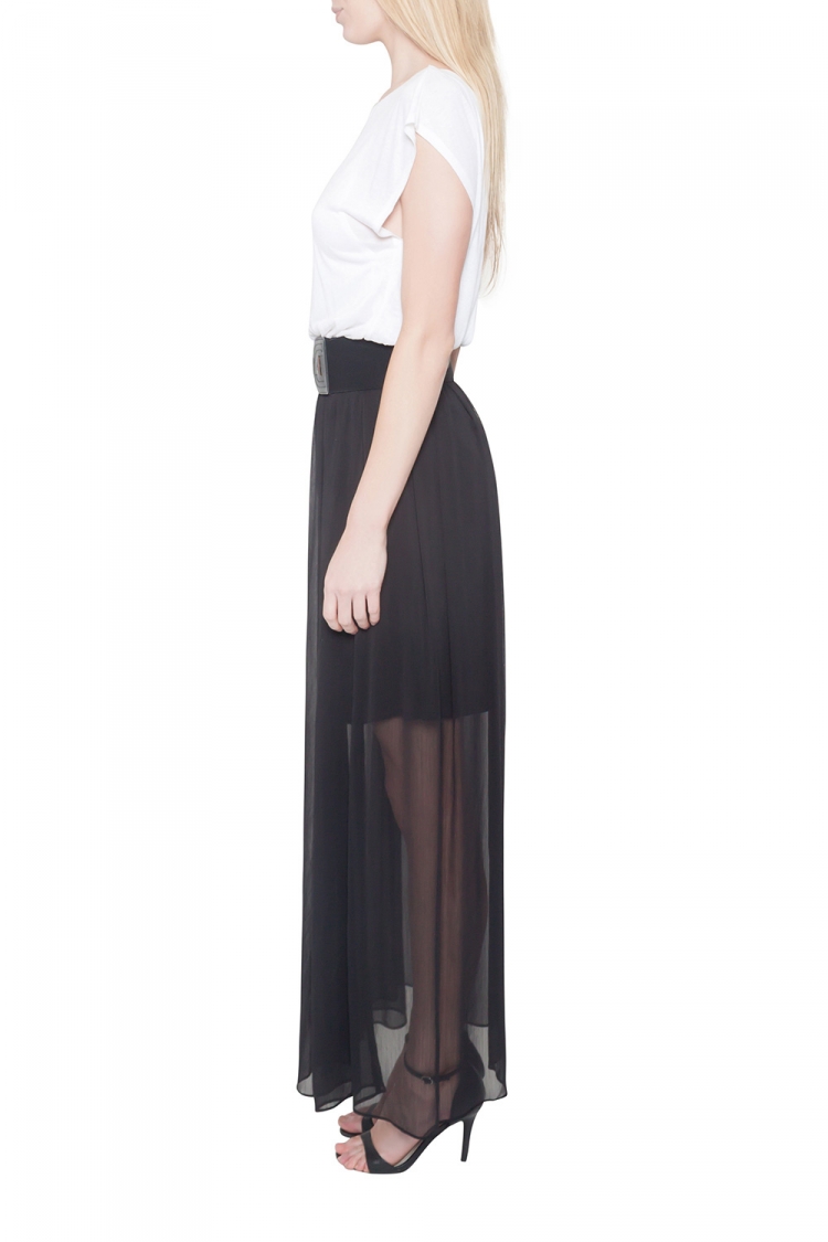 Pre Owned Alice + Olivia Bicolor Plisse Skirt Cut Out Back Detail Maxi Dress S
