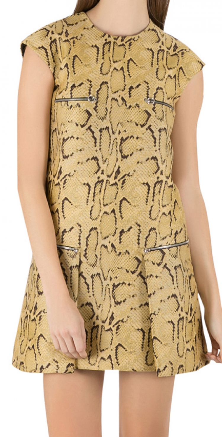 Pre Owned Stella McCartney Yellow Python Pattern Jacquard Zip Detail Mini Dress S