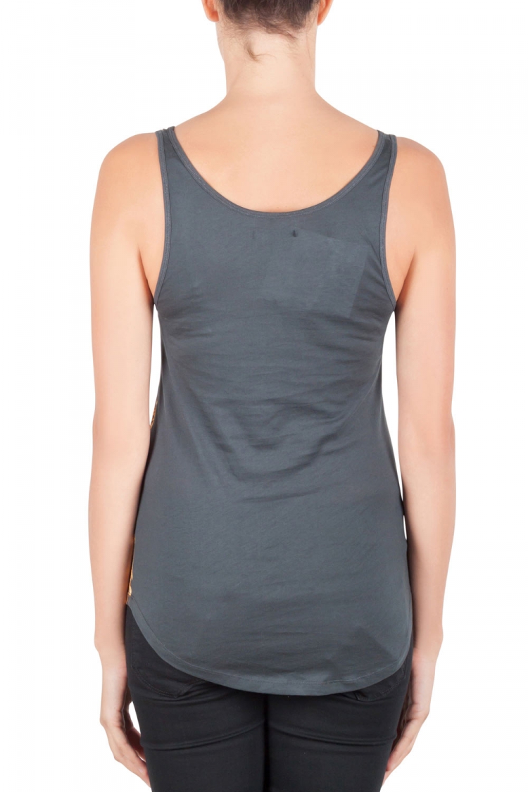 Pre Owned Balmain Slate Grey and Gold Leopard Print Cotton Tank Top S