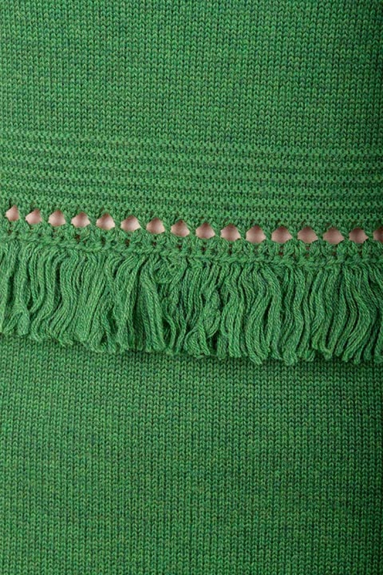 Pre Owned Dsquared2 Green Ribbed Knit Sleeveless Fringed Sheath Dress M