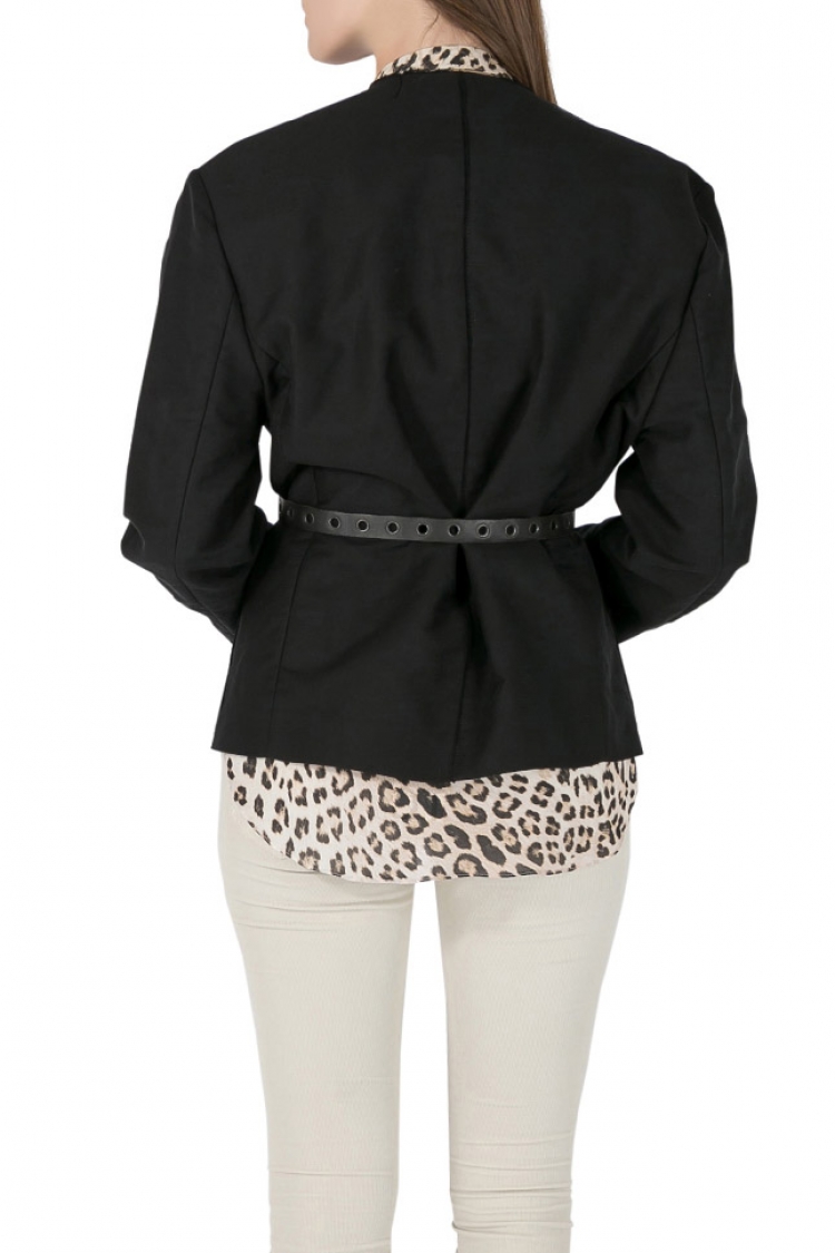 Pre Owned Isabel Marant Black Cotton Raw Edged Double Breasted Belted Jacket L
