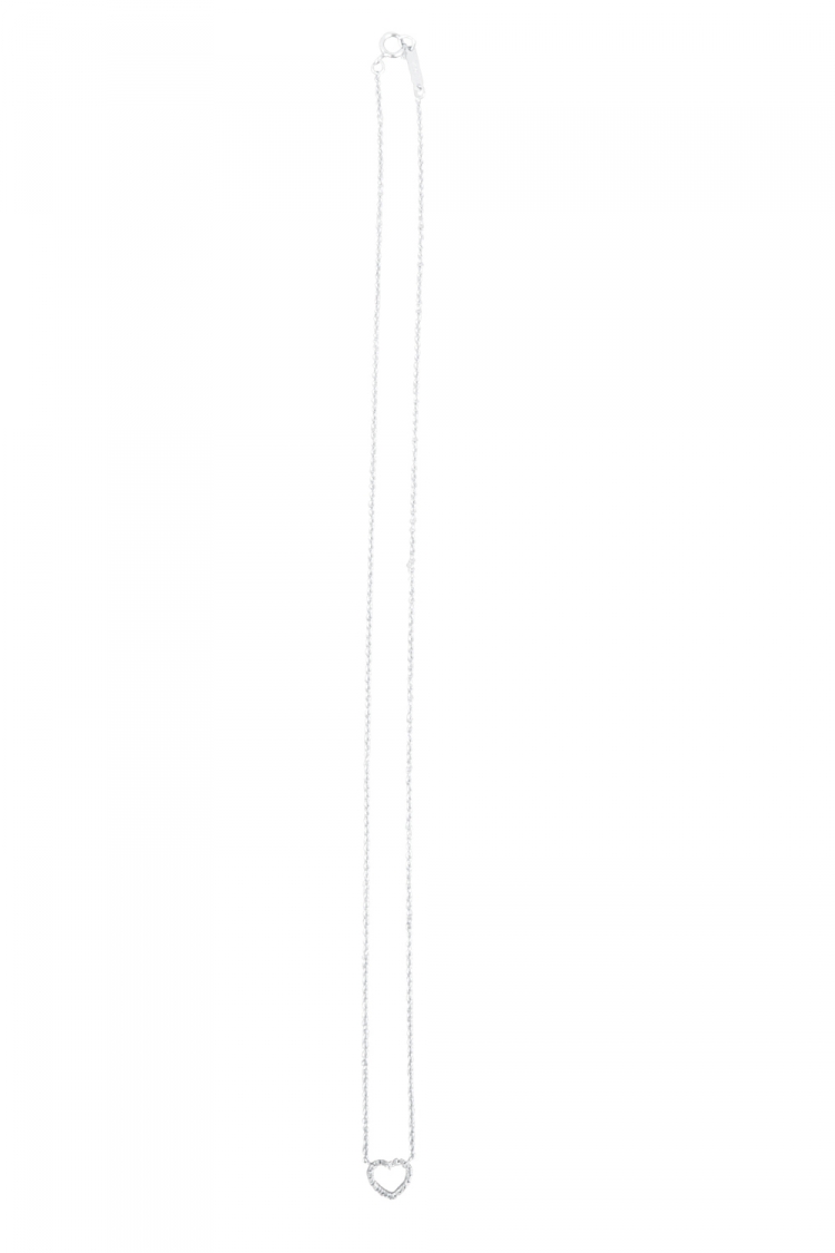 Pre Owned Tiffany & Co. Metro Diamond Heart 18k White Gold Pendant Necklace