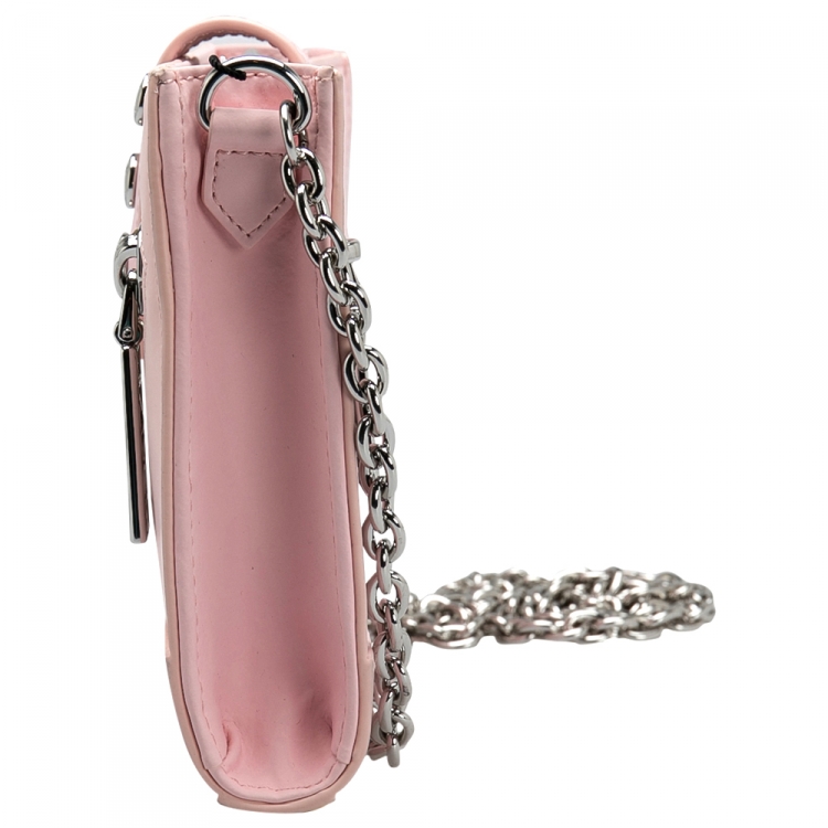 Pre Owned Kenzo Pink Leather Kalifornia Wallet on Chain 