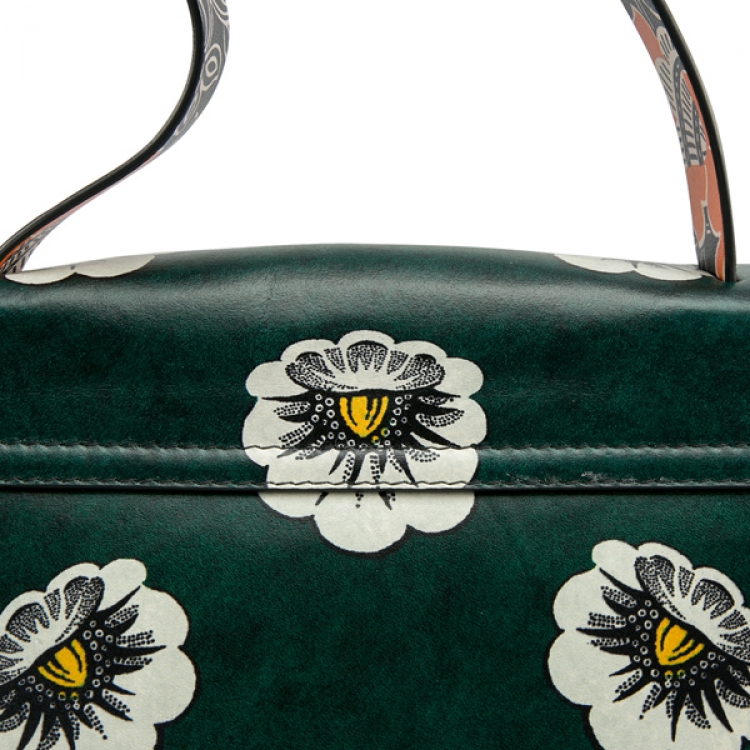 Pre Owned Valenitino Multicolor Floral Print Leather Mime Top Handle Bag