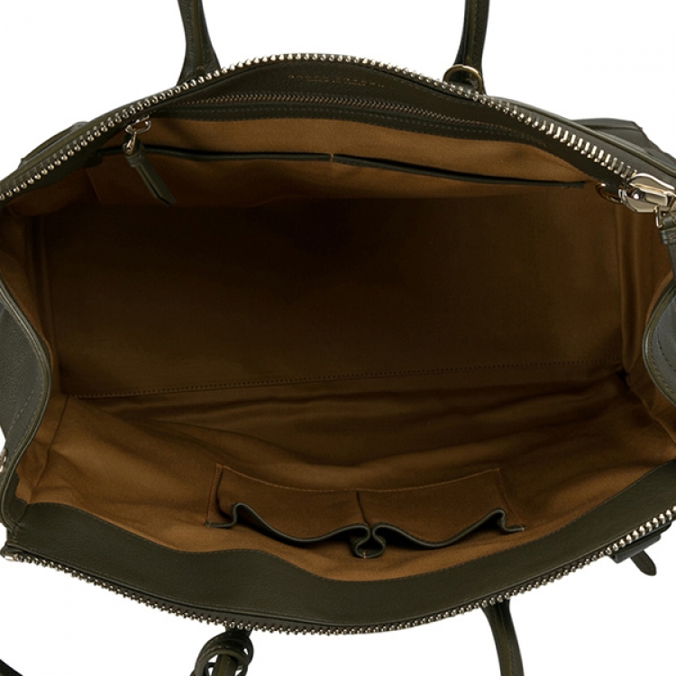 Pre Owned Ralph Lauren Olive Leather Soft Ricky 40 Zip Tote