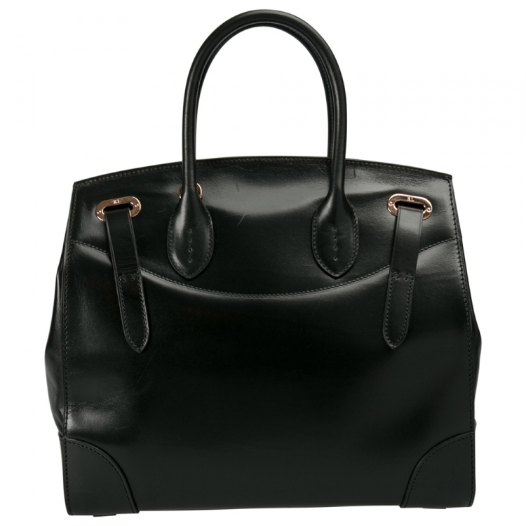 Pre Owned Ralph Lauren Black Leather The Ricky Bag With Light Top Handle Bag