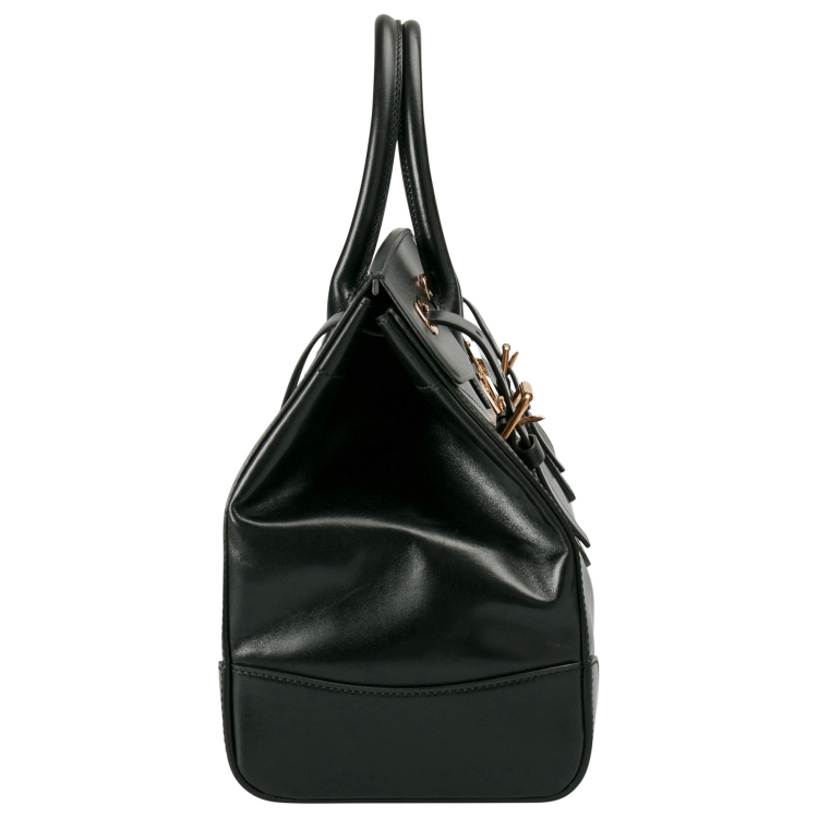 Pre Owned Ralph Lauren Black Leather The Ricky Bag With Light Top Handle Bag
