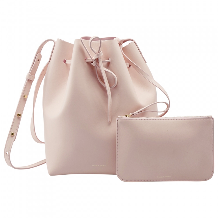 Pre Owned Mansur Gavriel Pink Leather Bucket Bag  