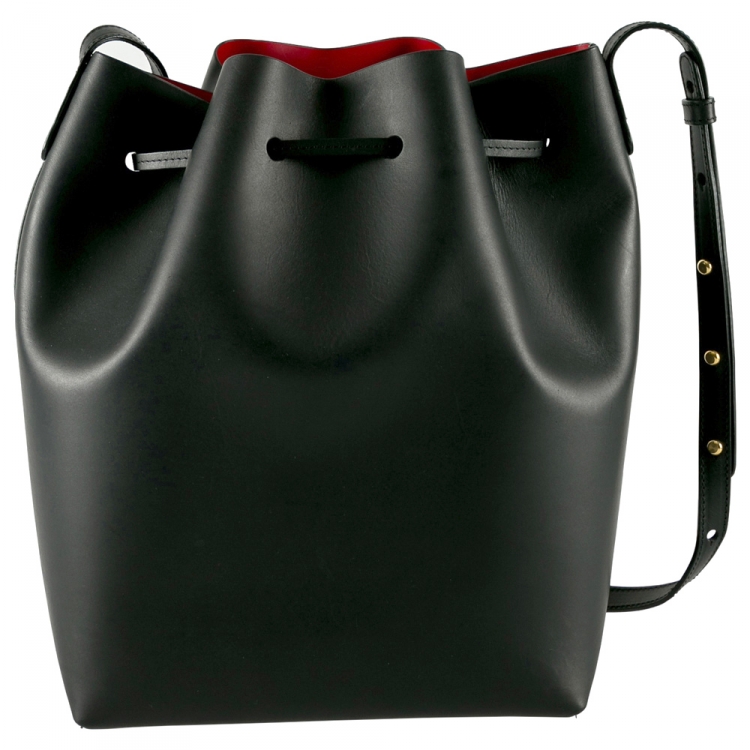 Pre Owned Mansur Gavriel Black Leather Bucket Bag