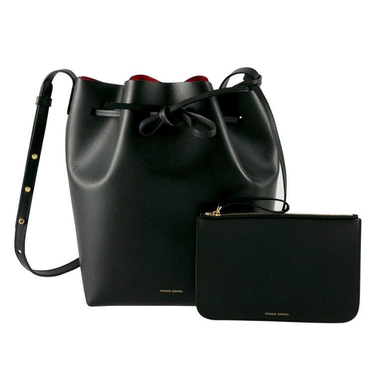 Pre Owned Mansur Gavriel Black Leather Bucket Bag
