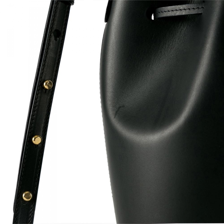 Pre Owned Mansur Gavriel Black Leather Bucket Bag