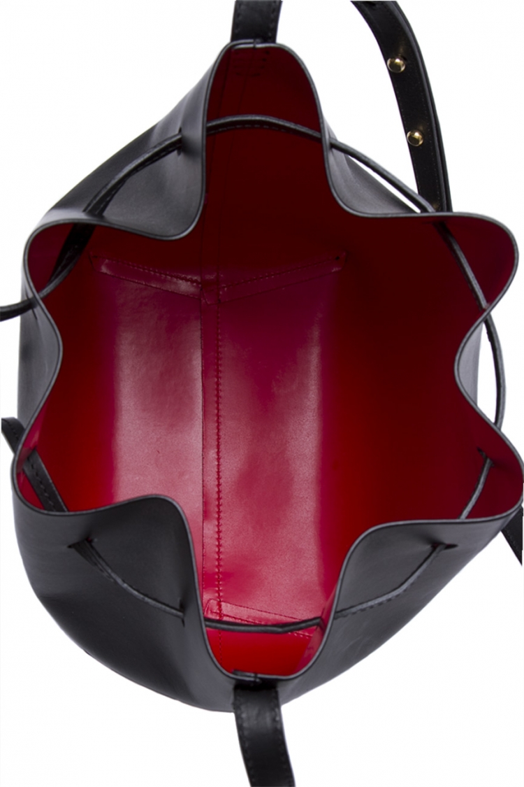 Pre Owned Mansur Gavriel Black Leather Bucket Bag