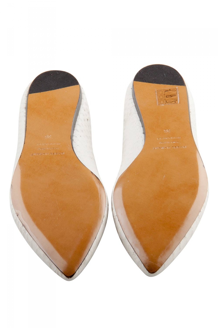 مملوكة مسبقًا Isabel Marant White Python Embossed Leather Plumy Pointed Toe Ballet Flats Size 39