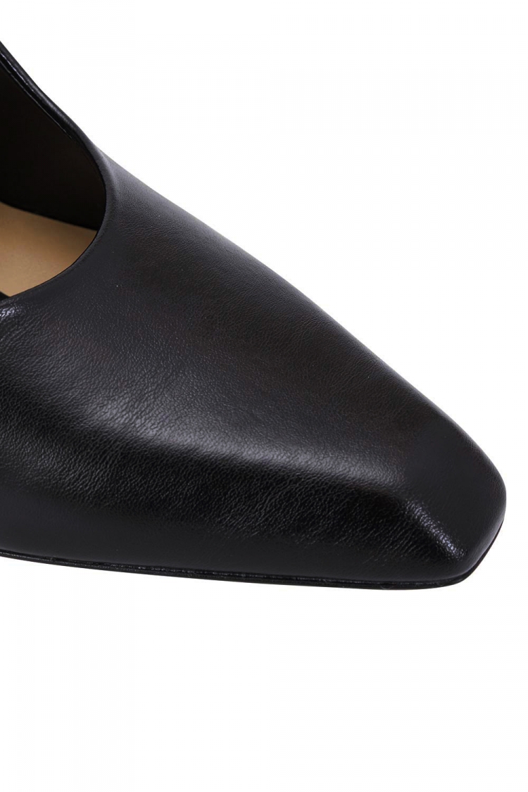 Pre Owned Stella McCartney Black Faux Leather Wooden Heel Pumps Size 38.5