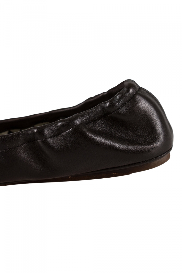 Pre Owned Isabel Marant Metallic Black Leather Bow Scrunch Ballet Flats Size 37