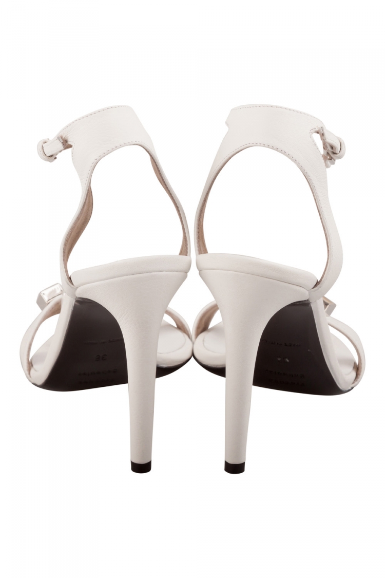 Pre Owned Proenza Schouler White Leather Ps11 Hardware  Ankle Strap Sandals Size 38