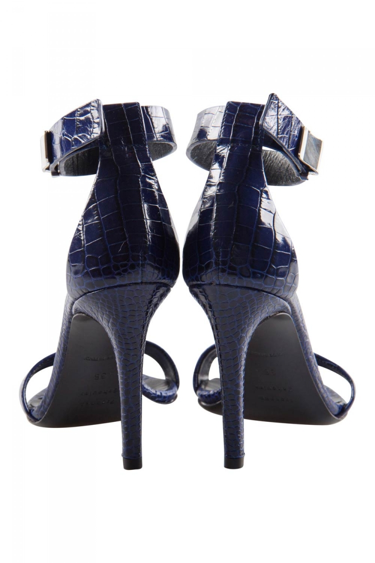 Pre Owned Proenza Schouler Blue Croc Embossed Leather Open Toe Sandals Size 36
