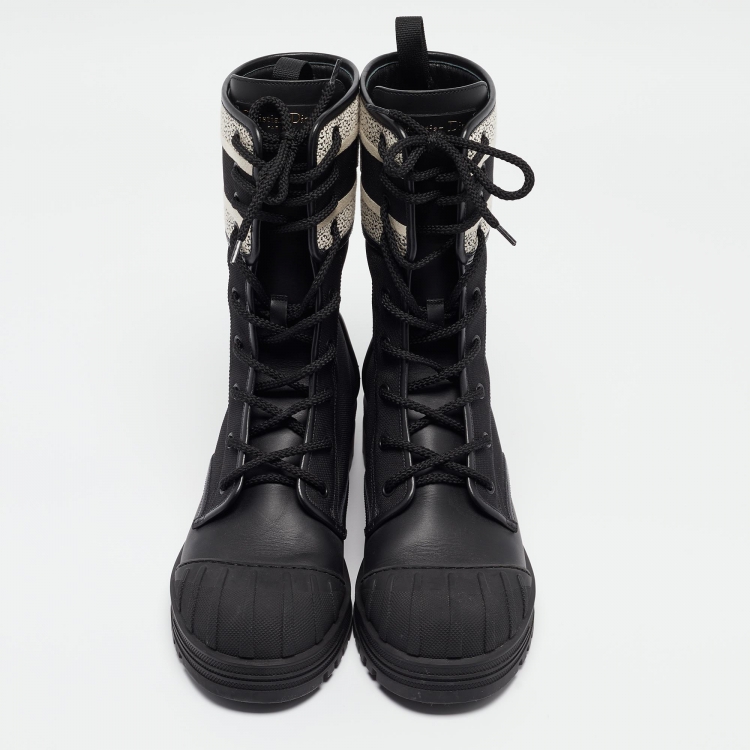 Pre Owned Dior Black Canvas D-Major Ankle Boots Size 42