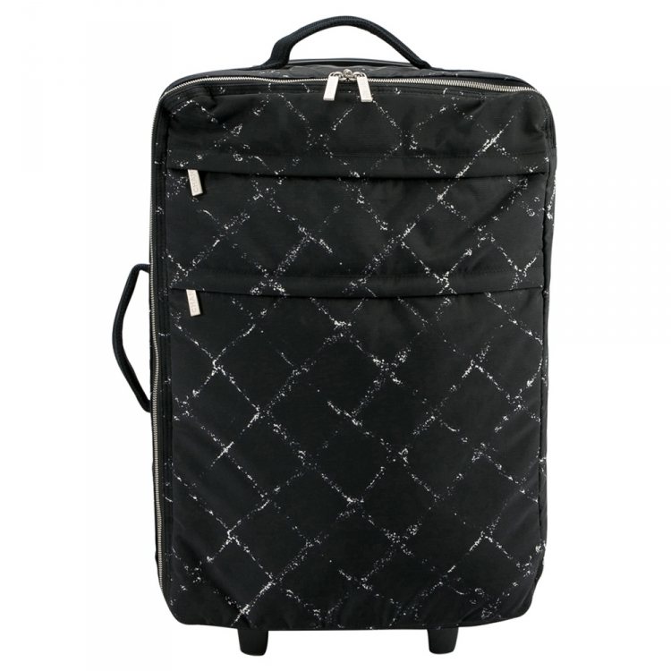 CHANEL Classic Travel Line Black Canvas Fabric Shoulder Tote Bag w