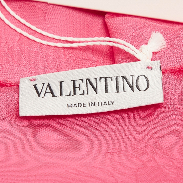 Pre Owned Valentino Pink Patterned Silk Stole 