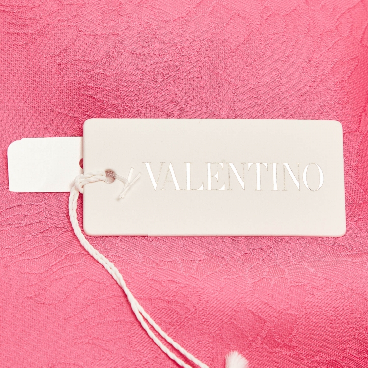 Pre Owned Valentino Pink Patterned Silk Stole 