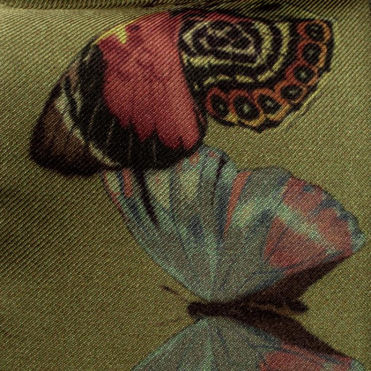 Pre Owned Valentino Olive Green Butterfly Printed Silk Bandeau