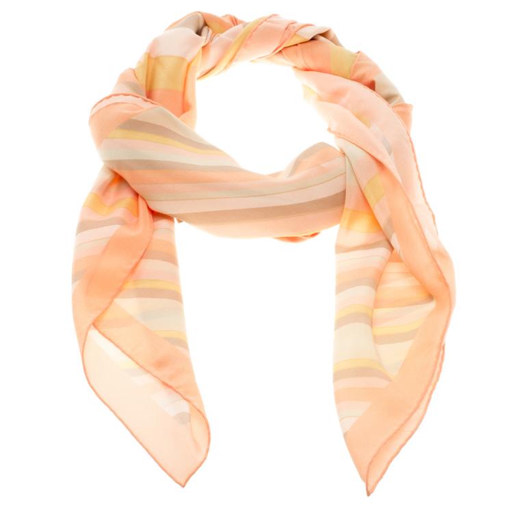 Pre Owned Valentino Native Couture Pastel Striped Diamond Print Silk Square Scarf