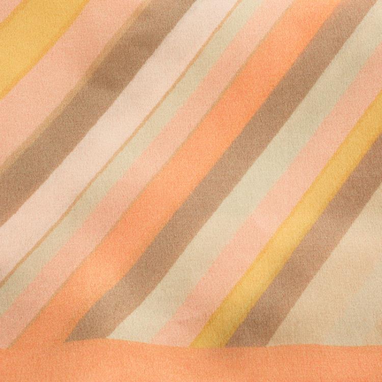 Pre Owned Valentino Native Couture Pastel Striped Diamond Print Silk Square Scarf
