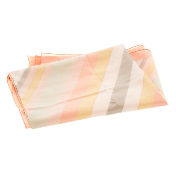 Pre Owned Valentino Native Couture Pastel Striped Diamond Print Silk Square Scarf