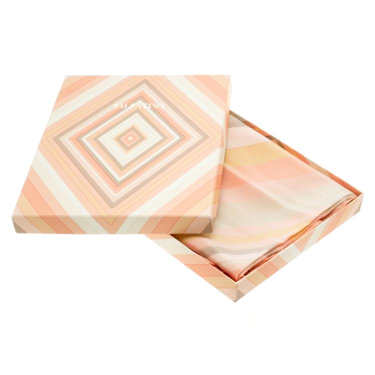 Pre Owned Valentino Native Couture Pastel Striped Diamond Print Silk Square Scarf