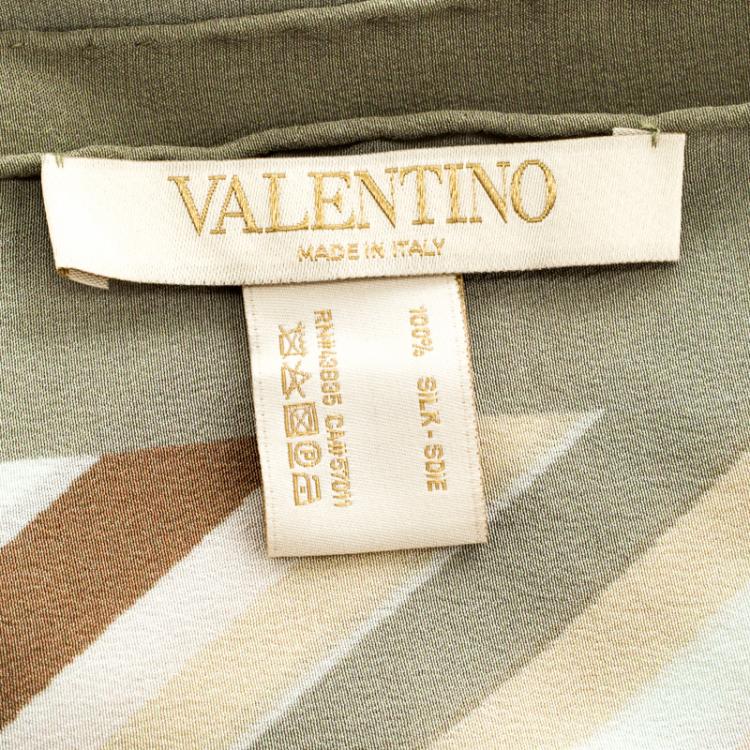 Pre Owned Valentino Native Couture Pastel Striped Diamond Print Silk Square Scarf